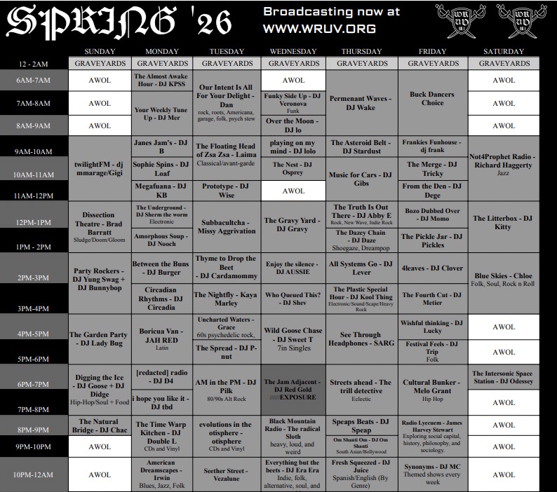 2026 Spring DJ Schedule (Click here to view)